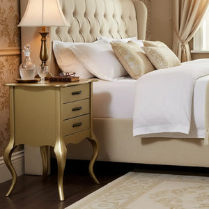 Criado Mudo Luis XV Clássico 3 Gavetas Dourado + Cores