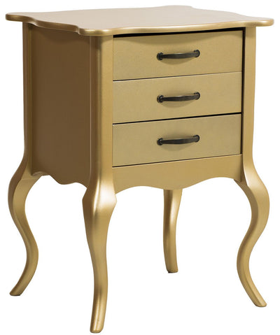Criado Mudo Luis XV Clássico 3 Gavetas Dourado + Cores