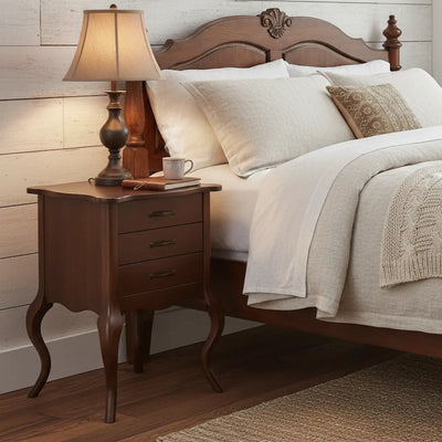 Criado Mudo Luis XV Clássico 3 Gavetas Imbuia + Cores