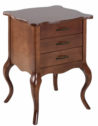 Criado Mudo Luis XV Clássico 3 Gavetas Imbuia + Cores