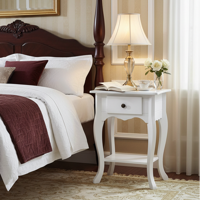 Criado Mudo Colorido 1 Gaveta Luis XV - Branco