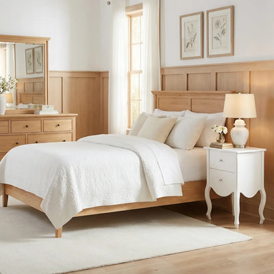 Criado Mudo Luis XV Curvo Liso 2 Gavetas - Branco Fosco + Cores