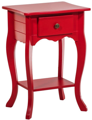 Criado Mudo Colorido 1 Gaveta Luis XV - Vermelho + Cores