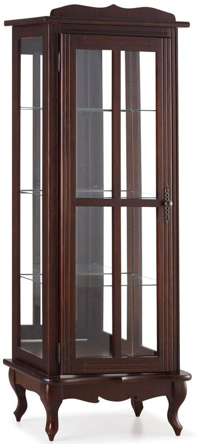 Cristaleira Colorida 1 Porta com Aberturas Laterais - Verniz Capuccino + Cores