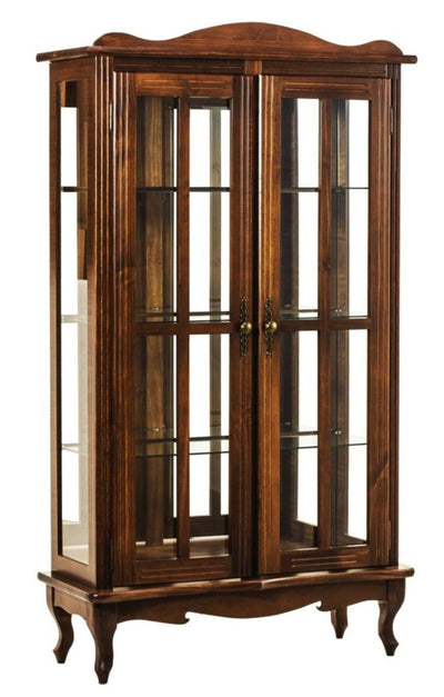 Cristaleira Colorida 2 Portas e Aberturas Laterais Espelho e Luz - Verniz Capuccino + Cores