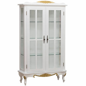 Cristaleira Luis XV 2 Portas Entalhada Branca e Dourada + Cores