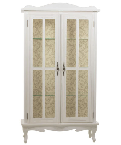 Cristaleira 2 Portas Provençal Branca e Fundo em Tecido + Cores