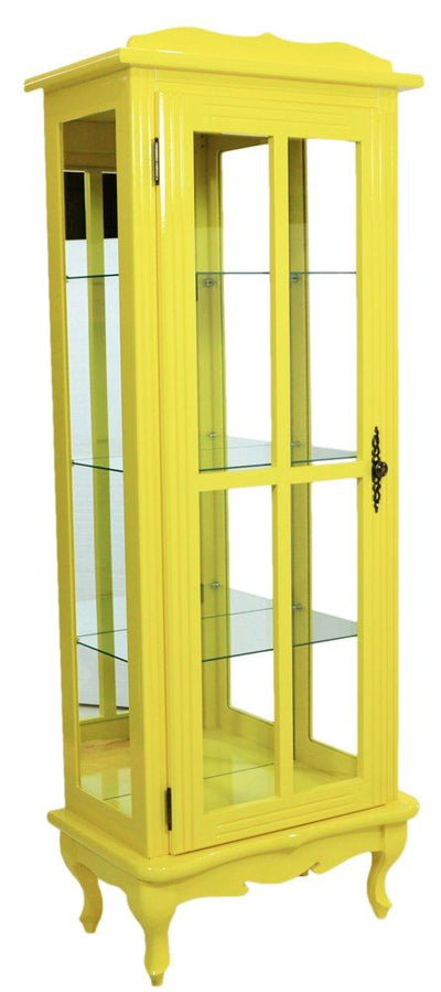 Cristaleira Colorida Amarela 1 Porta com Aberturas Laterais e Fundo em Espelho Opcional + Cores