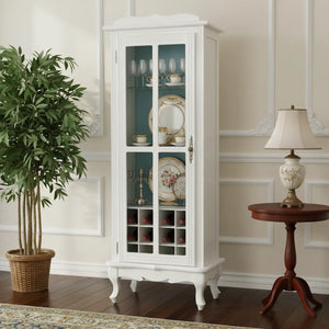 Cristaleira Colorida 1 Porta com Aberturas Laterais com Adega e Fundo em Tecido Opcional Branca + Cores