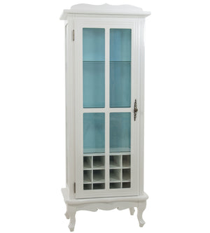 Cristaleira Colorida 1 Porta com Aberturas Laterais com Adega e Fundo em Tecido Opcional Branca + Cores