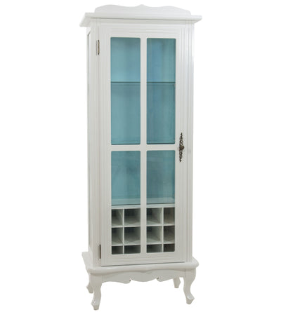 Cristaleira Colorida 1 Porta com Aberturas Laterais com Adega e Fundo em Tecido Opcional Branca + Cores