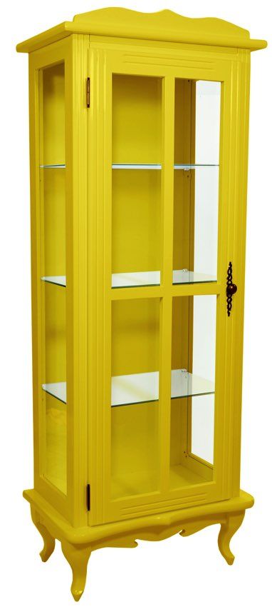 Cristaleira Colorida 1 Porta com Aberturas Laterais - Amarela + Cores