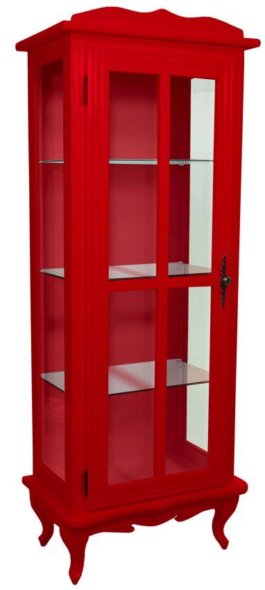 Cristaleira Colorida 1 Porta com Aberturas Laterais - Vermelha + Cores