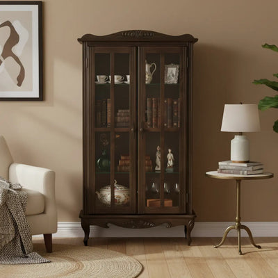 Cristaleira 2 Portas Entalhada Verniz Capuccino + Cores