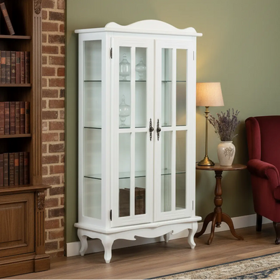 Cristaleira Colorida 2 Portas e Aberturas Laterais - Branca + Cores