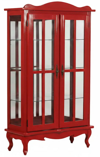 Cristaleira Colorida 2 Portas e Aberturas Laterais - Vermelha + Cores