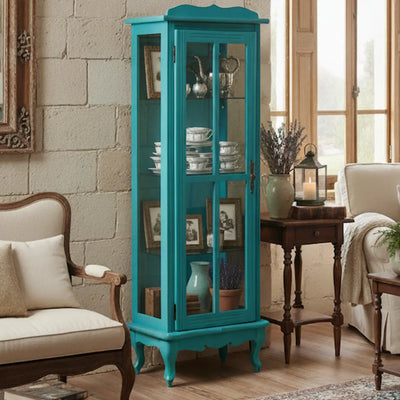 Cristaleira Colorida 1 Porta com Aberturas Laterais - Azul Turquesa + Cores