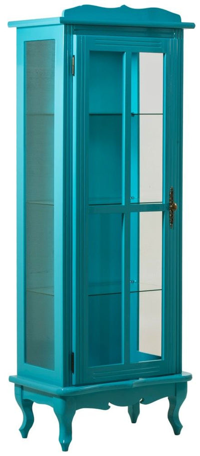 Cristaleira Colorida 1 Porta com Aberturas Laterais - Azul Turquesa + Cores