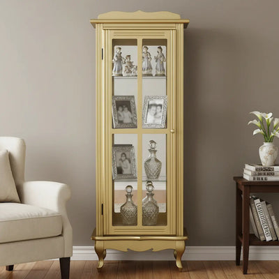 Cristaleira Colorida 1 Porta com Aberturas Laterais - Dourada + Cores