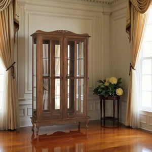 Cristaleira 2 Portas Entalhada Verniz Imbuia + Cores