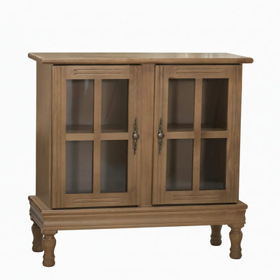 Cristaleira Horizontal Média 2 Portas com Pés Safari - Verniz Imbuia + Cores