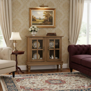 Cristaleira Horizontal Média 2 Portas com Pés Safari - Verniz Imbuia + Cores