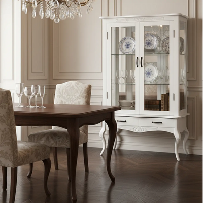 Cristaleira Imperatriz 2 Portas e 2 Gavetas Branca + Cores