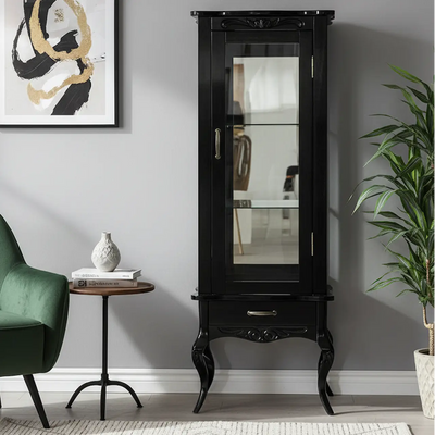 Cristaleira Imperatriz 1 Porta e 1 Gaveta Preta + Cores