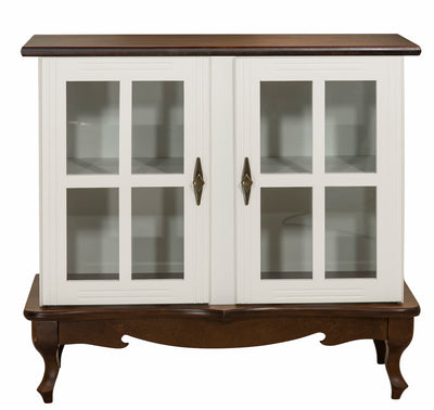 Cristaleira Horizontal Média 2 Portas Branco e Verniz + Cores