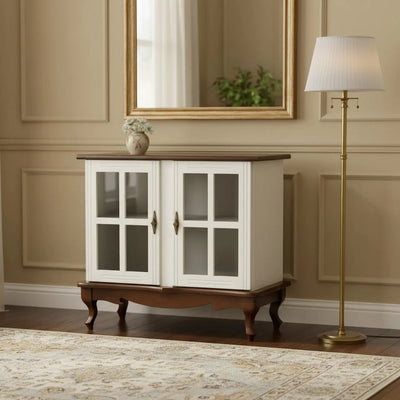 Cristaleira Horizontal Média 2 Portas Branco e Verniz + Cores