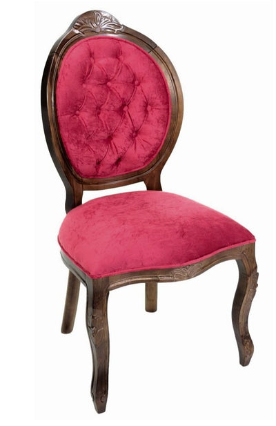 Cadeira Medalhão IV Entalhada - Capuccino e Veludo Amassado Vermelho + Cores