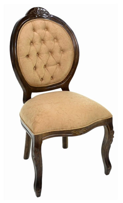 Cadeira Medalhão IV Entalhada - Capuccino e Veludo Amassado Caramelo + Cores