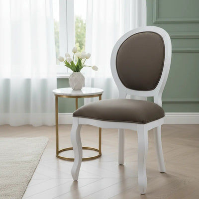 Cadeira Medalhão III Lisa - Branca com Texturizado Marrom + Cores