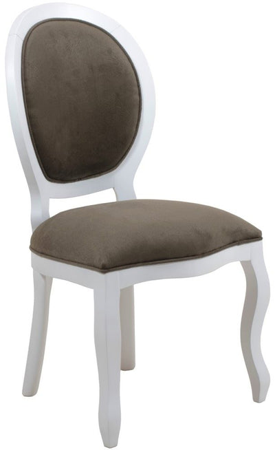 Cadeira Medalhão III Lisa - Branca com Texturizado Marrom + Cores