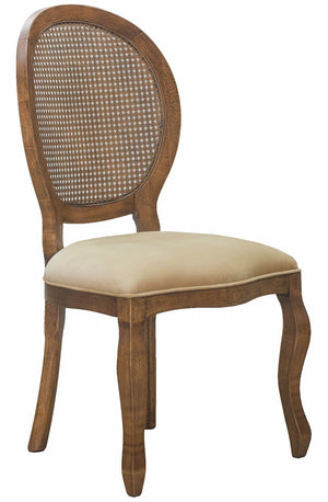 Cadeira Medalhão III Lisa com Encosto em Tela - Envelhecido com Suede Marrom + Cores