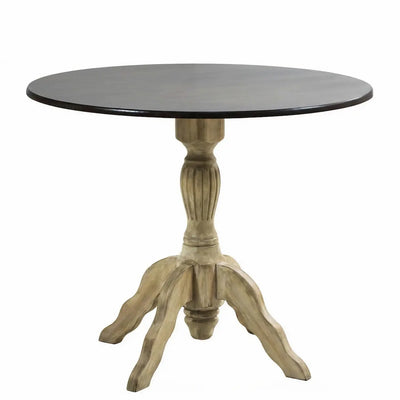 Mesa Redonda Torneada America - Branca Demolição com Tampo Verniz