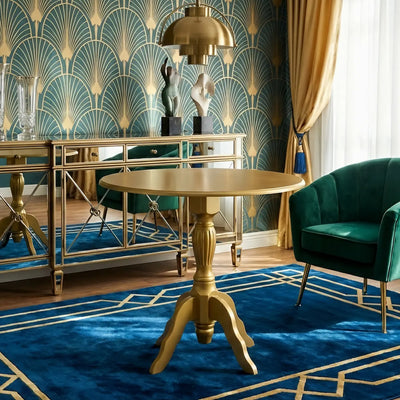 Mesa Redonda Torneada America - Dourada + Cores