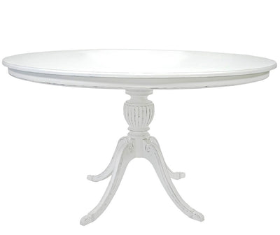 Mesa Entalhada Redonda Carla 120/140cm - Provençal Branco + Cores