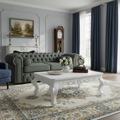 Mesa de Centro Luis XV Entalhada Branca + Cores