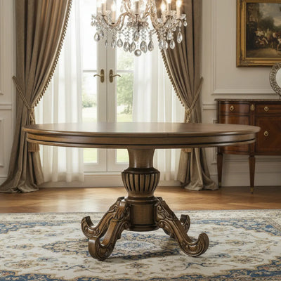 Mesa Entalhada Redonda Medalhão 150cm Envelhecido + Cores