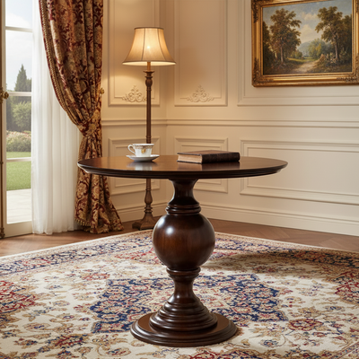 Mesa Redonda Global Tampo 90 / 100 / 110 / 120cm Pé Maciço - Capuccino + Cores