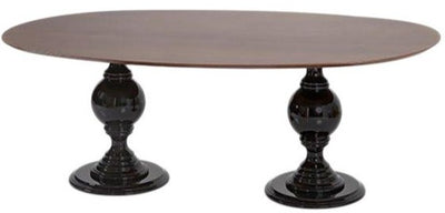 Mesa Oval Global Dupla Preta com Tampo Verniz + Cores