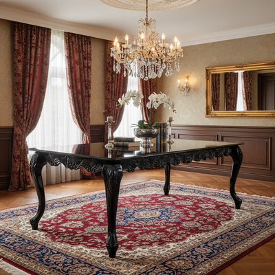 Mesa Entalhada Retangular Imperador Preta + Cores