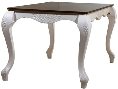 Mesa de Jantar Entalhada Imperatriz 208 x 108cm Branca com Tampo Verniz Imbuia + Cores