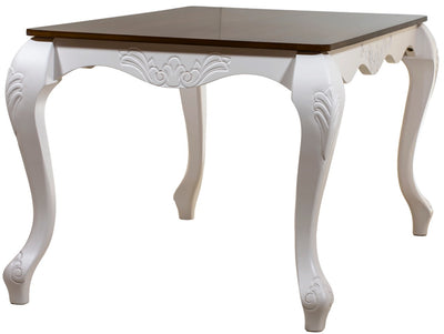 Mesa de Jantar Entalhada Imperatriz 172 x 98cm Branca com Tampo Verniz + Cores