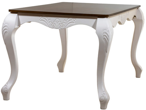 Mesa de Jantar Entalhada Imperatriz 172 x 98cm Branca com Tampo Verniz + Cores