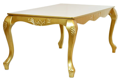 Mesa de Jantar Entalhada Imperatriz 208 x 108cm Dourada + Cores