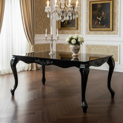 Mesa de Jantar Entalhada Imperatriz 172 x 98cm Preta + Cores