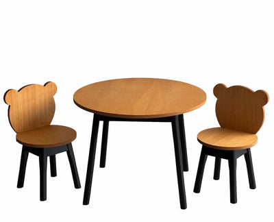 Conjunto Infantil Mesa com 1 a 4 Cadeiras Urso - Preto e Osmocolor + Cores