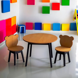 Conjunto Infantil Mesa com 1 a 4 Cadeiras Urso - Preto e Osmocolor + Cores